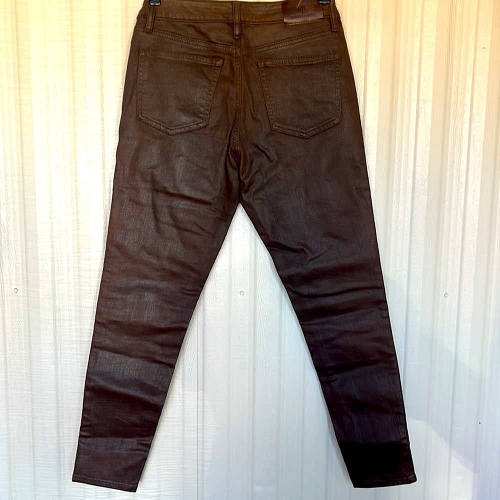 LEATHER COATED Brown Jeans by RALPH LAUREN Womens 4 - Picture 5 of 6